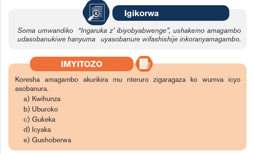 Course: Kinyarwanda SME & SSE Copy 1, Topic: UMUTWE WA 4 INGARUKA Z ...